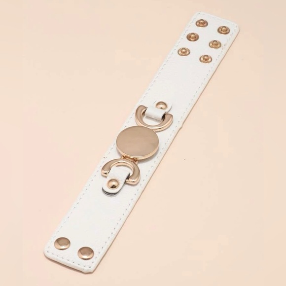 White Faux Leather Bracelet - Picture 3 of 6